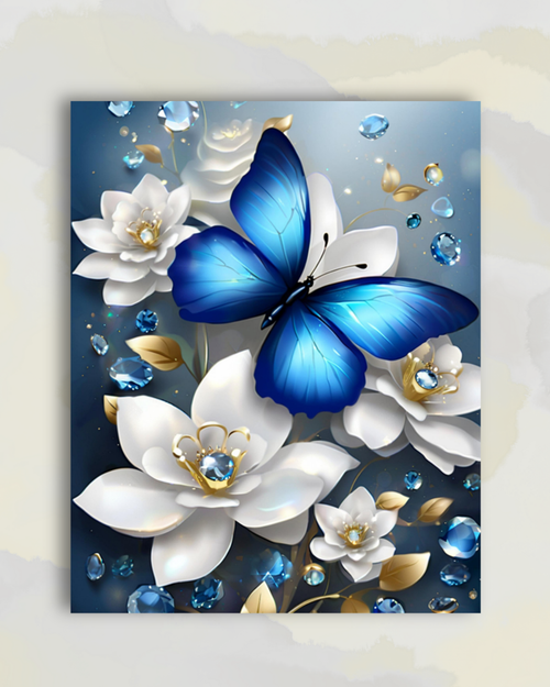 Papillon d'Azur aux Éclats de Diamants