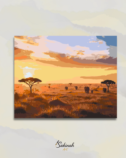 Coucher de soleil sur la savane, Tanzanie
