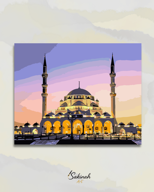 Mosquée de Sharjah, la nuit Illuminée