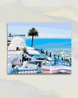 L'azur de Sidi Bou Saïd vue mer, Tunisie