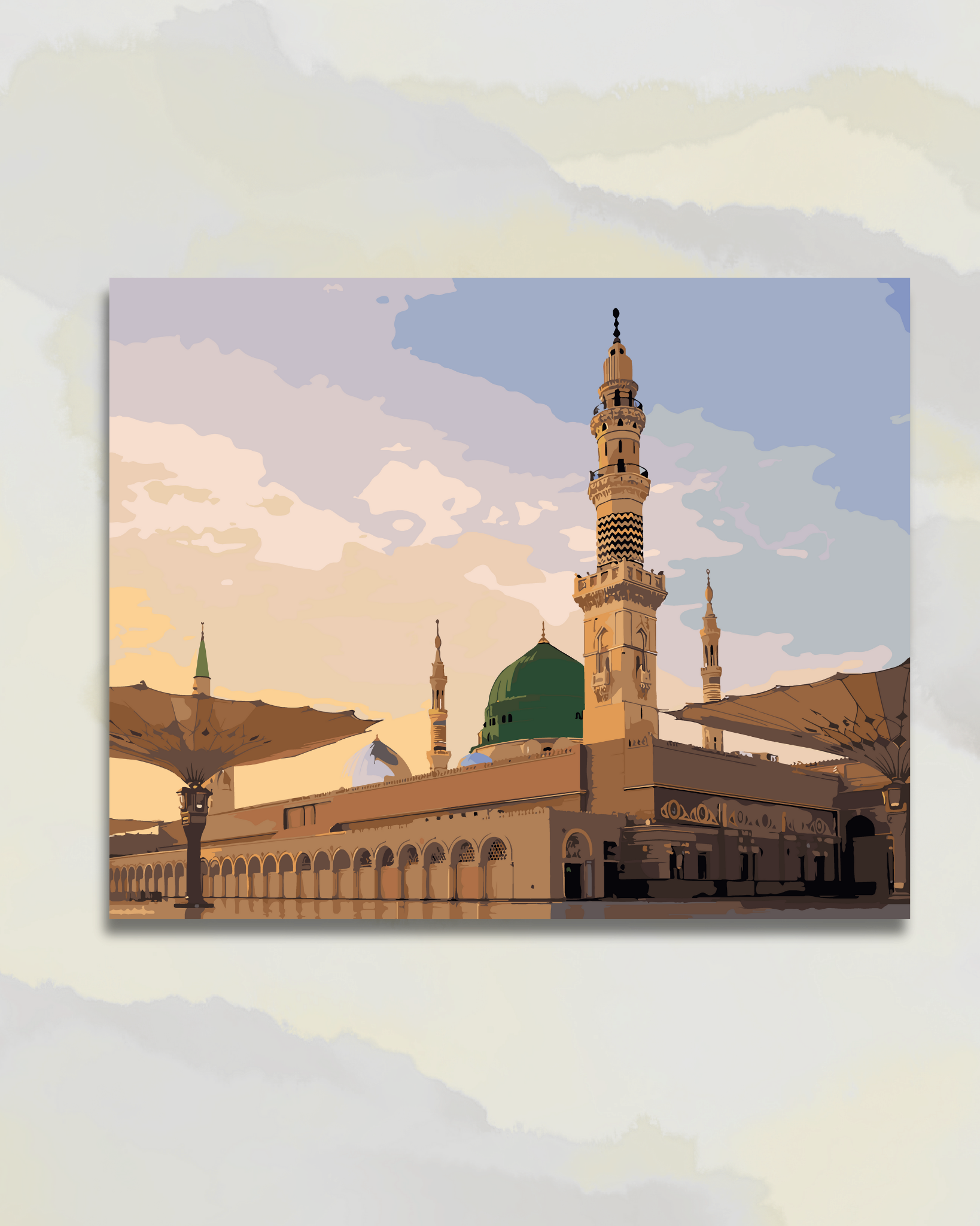 Mosquée de Médine, tableau peint avec un kit Sakinah Art