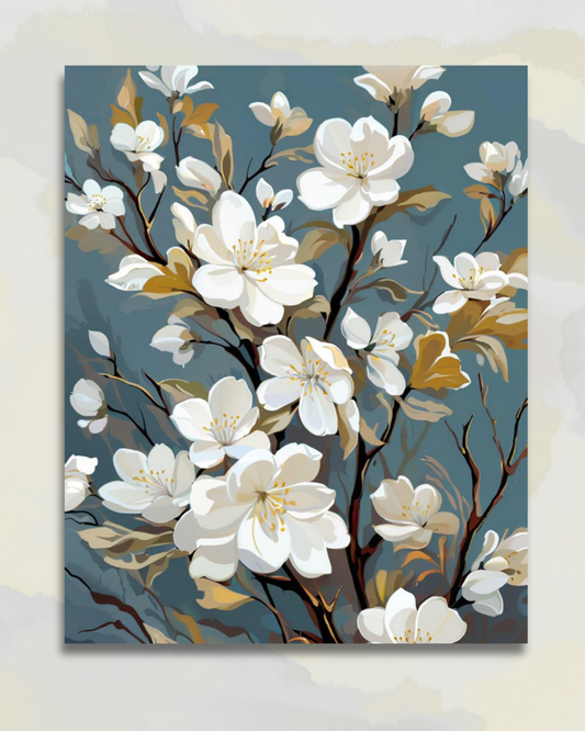 Branches de Magnolias Blancs sur Fond Ardoise