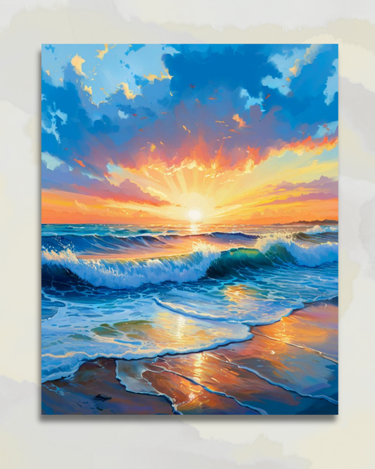 Éclat du Matin sur les Vagues de la Plage