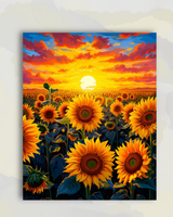 Champ de Tournesols au Soleil Couchant