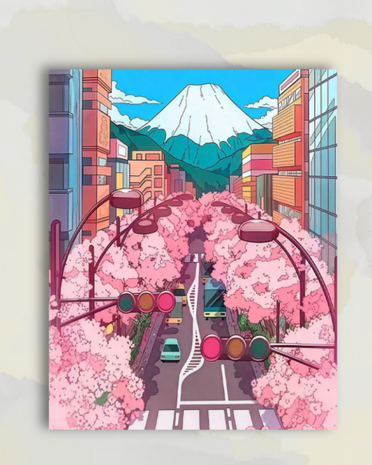 Avenue des Cerisiers vers le Mont Fuji