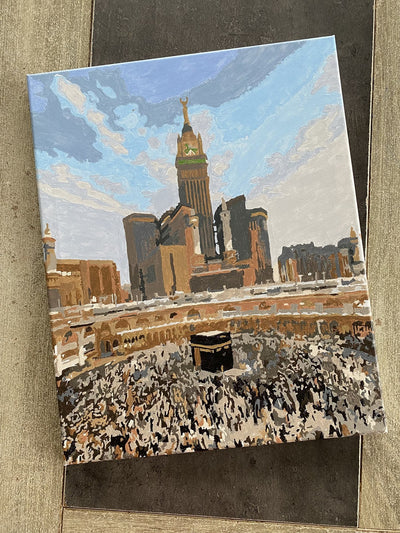 La Kaaba et la tour de l’horloge, tableau terminé par un client